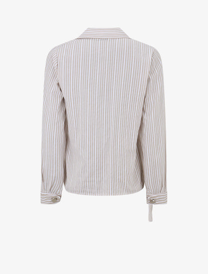 Blouse cache-coeur à rayures - Beige - 2
