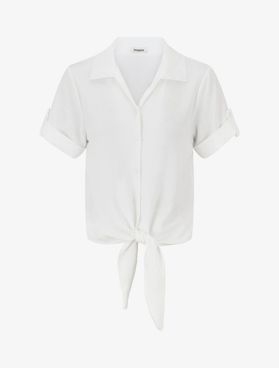 Chemise unie boutonnée - Blanc - 1