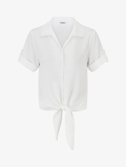 Chemise unie boutonnée - Blanc - 1