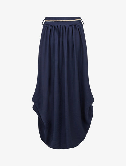 Lange uitlopende rok met hoge taille - Donkerblauw