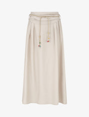 Jupe longue taille haute coupe évasée - Beige - 1