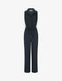 Combinaison droite sans manches style chemise - Marine - 4
