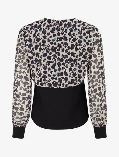 Top à taille droite imprimé moucheté - Bleu - 2