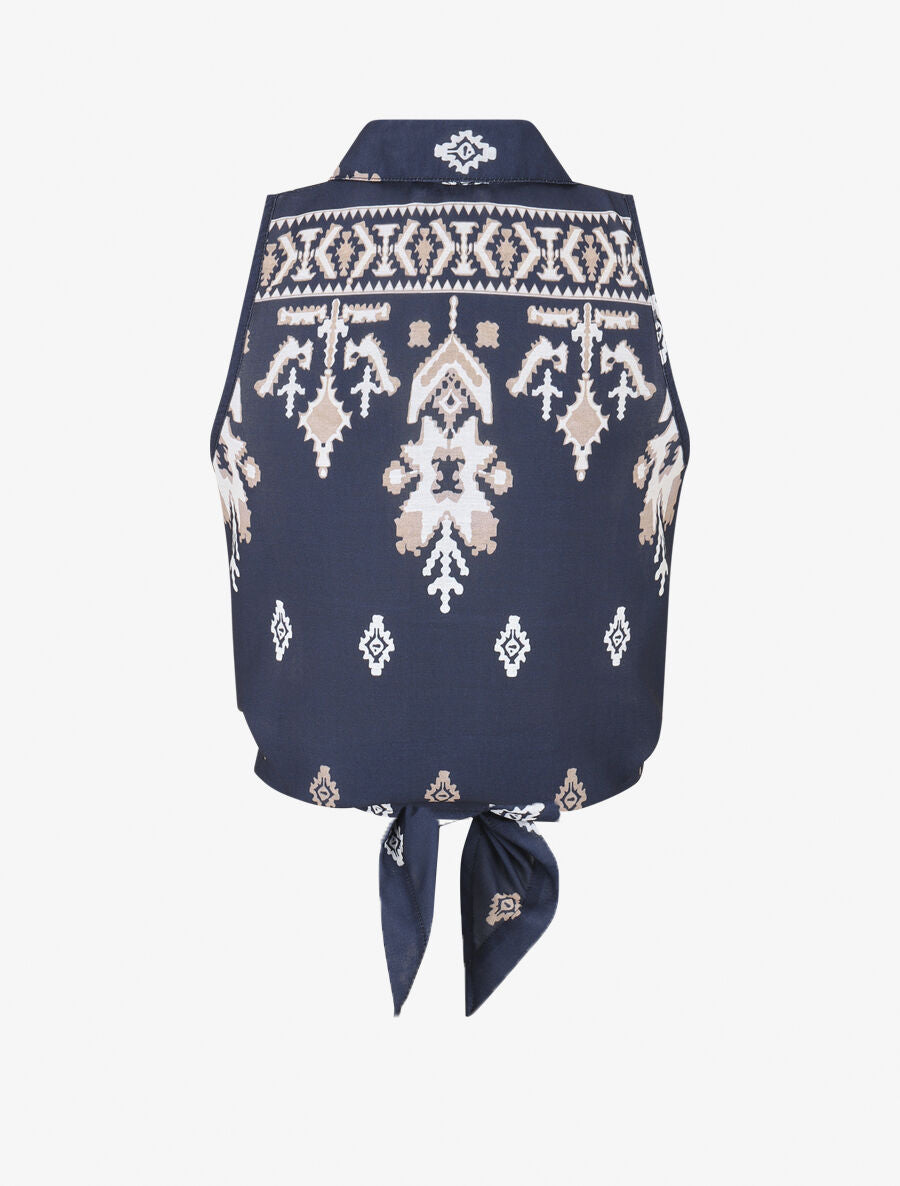 Chemise sans manches imprimé graphique - Marine - 2