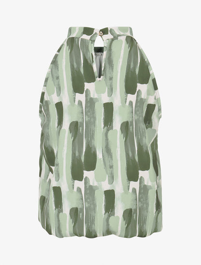 Top à imprimé abstrait coupe droite - Vert olive - 2