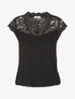 Top droit en dentelle col V - Noir - 1