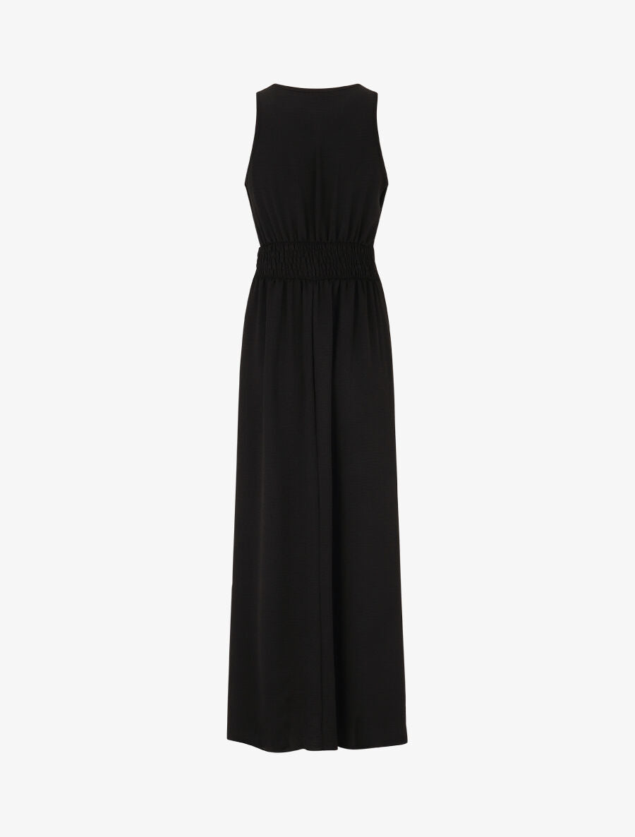 Robe longue fluide à bretelles bijoux - Noir - 2