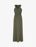 Robe longue fluide à bretelles bijoux - Kaki - 4