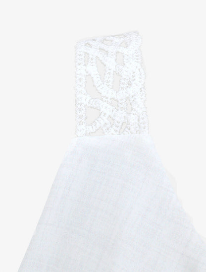 Top imprimé graphique et bretelles en crochet - Blanc - 3
