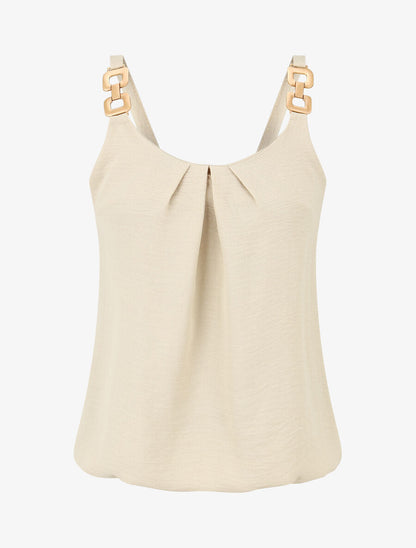 Top droit bretelles fantaisies - Beige - 4