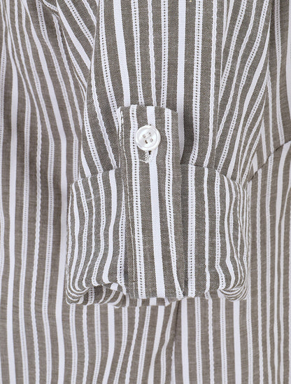 Chemise manches 3/4 à rayures - Vert gris - 3