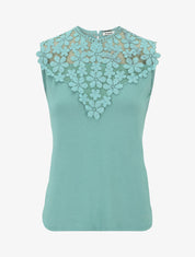 Top sans manches col rond en dentelle - Vert d&