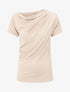 Top drapé à manches courtes asymétriques - Beige - 4