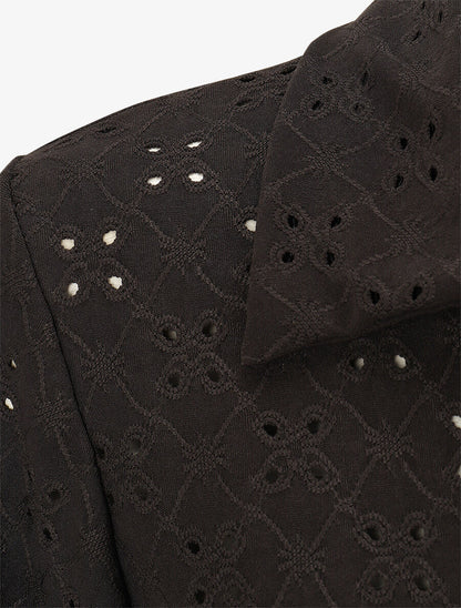 Chemise ajourée à manches longues - Noir - 3