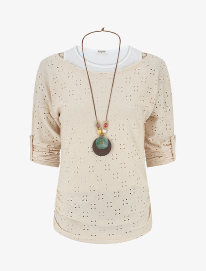 Ensemble top et débardeur bicolore - Beige - 4
