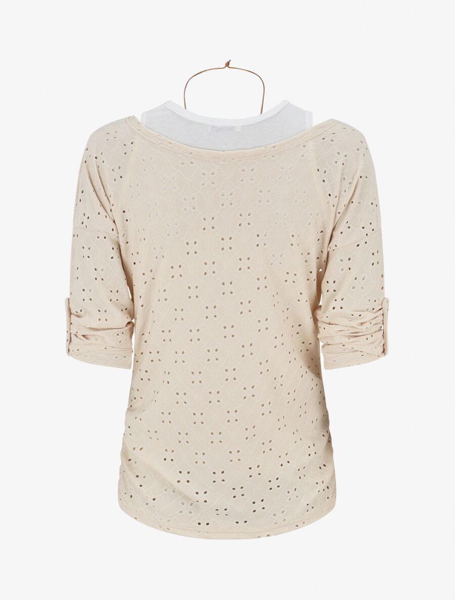 Ensemble top et débardeur bicolore - Beige - 2