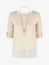 Blouse ajourée superposée à manches retroussables - Beige - 4