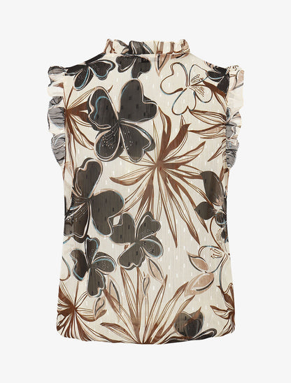 Top sans manches irisé imprimé fleuri - Noir - 2