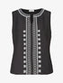 Top sans manches à imprimé style broderie - Noir - 1