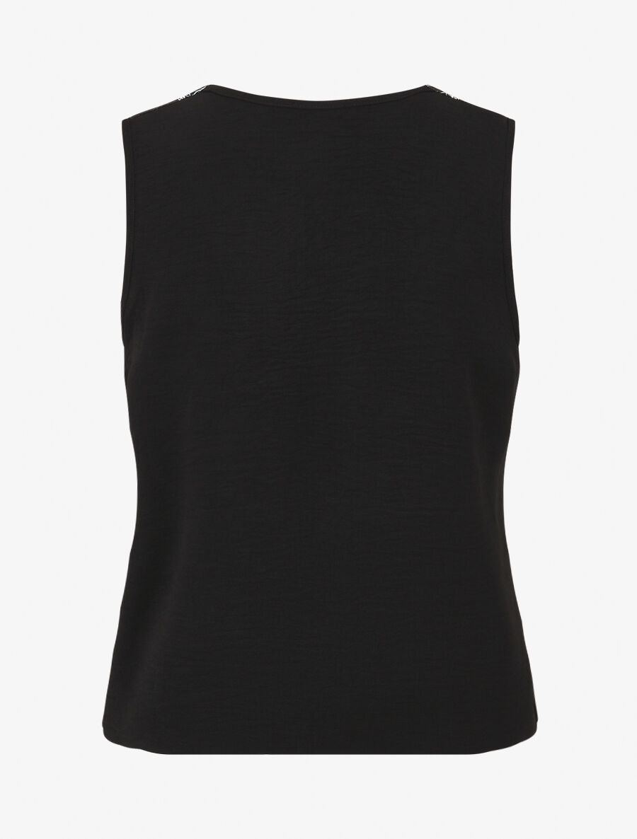 Top sans manches à imprimé style broderie - Noir - 2