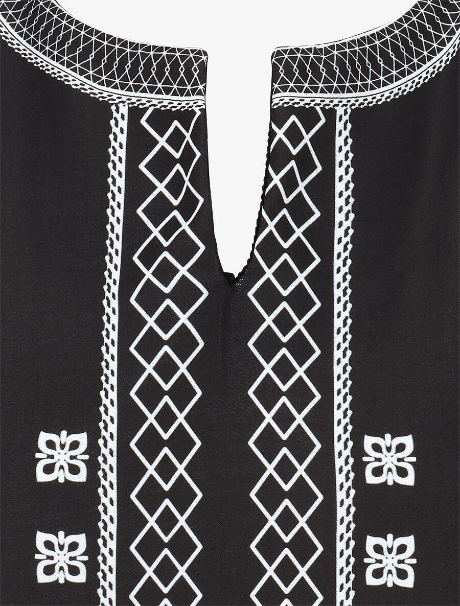 Top sans manches à imprimé style broderie - Noir - 3