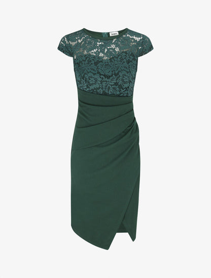 Robe portefeuille à buste dentelle - Vert - 1