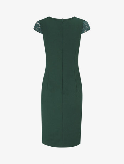 Robe portefeuille à buste dentelle - Vert - 2