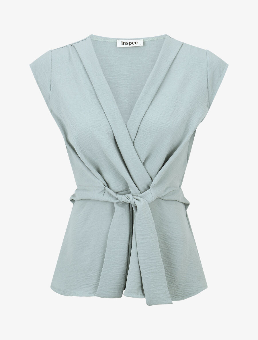 Top élastiqué et liens à nouer - Vert d&