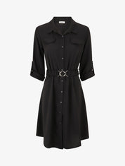 Robe chemise courte coupe droite - Noir - 1