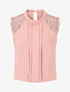 Top sans manches à dentelle et detail plissé - Rose - 1