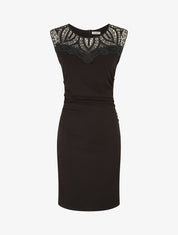 Robe moulante à buste dentelle - Noir - 4
