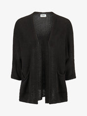 Gilet uni en maille ajourée - Noir - 1