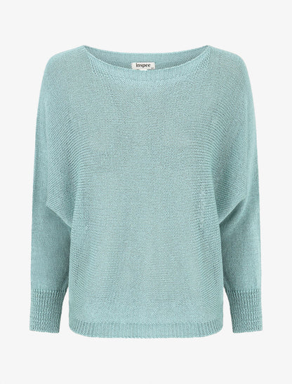Pull uni en maille ajouré au dos - Turquoise - 1