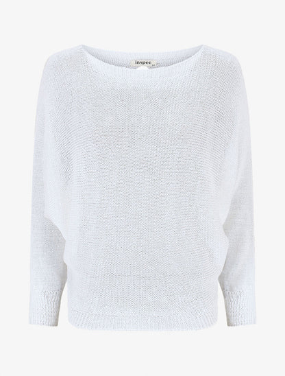 Pull uni en maille ajouré au dos - Blanc - 1