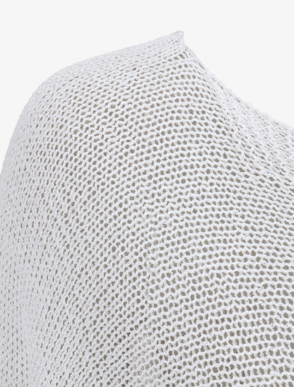 Pull uni en maille ajouré au dos - Blanc - 3