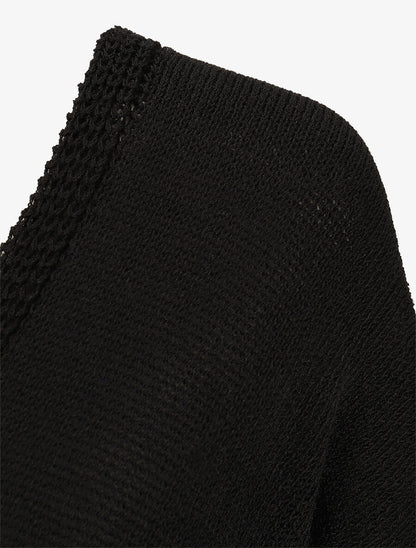 Pull en maille à manches courtes - Noir - 3