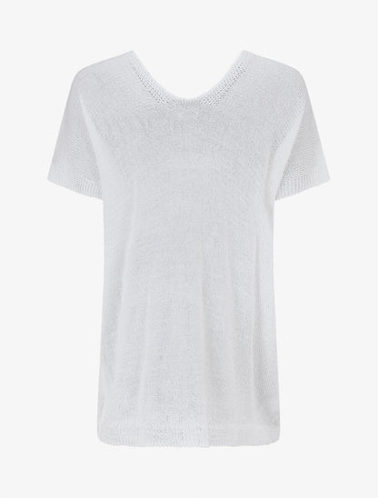 Pull en maille à manches courtes - Blanc - 2