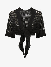 Gilet ajouré à nouer - Noir - 4