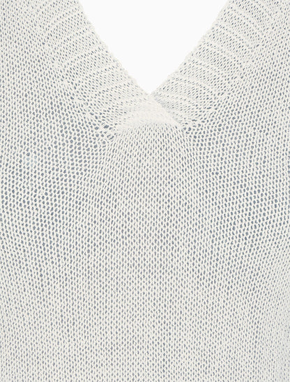Top en maille à col V - Écru - 3