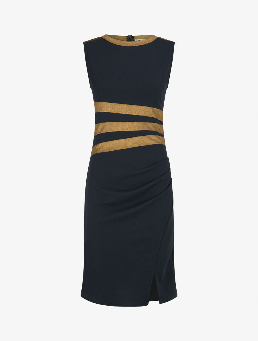 Robe moulante à bandes irisées - Marine - 1