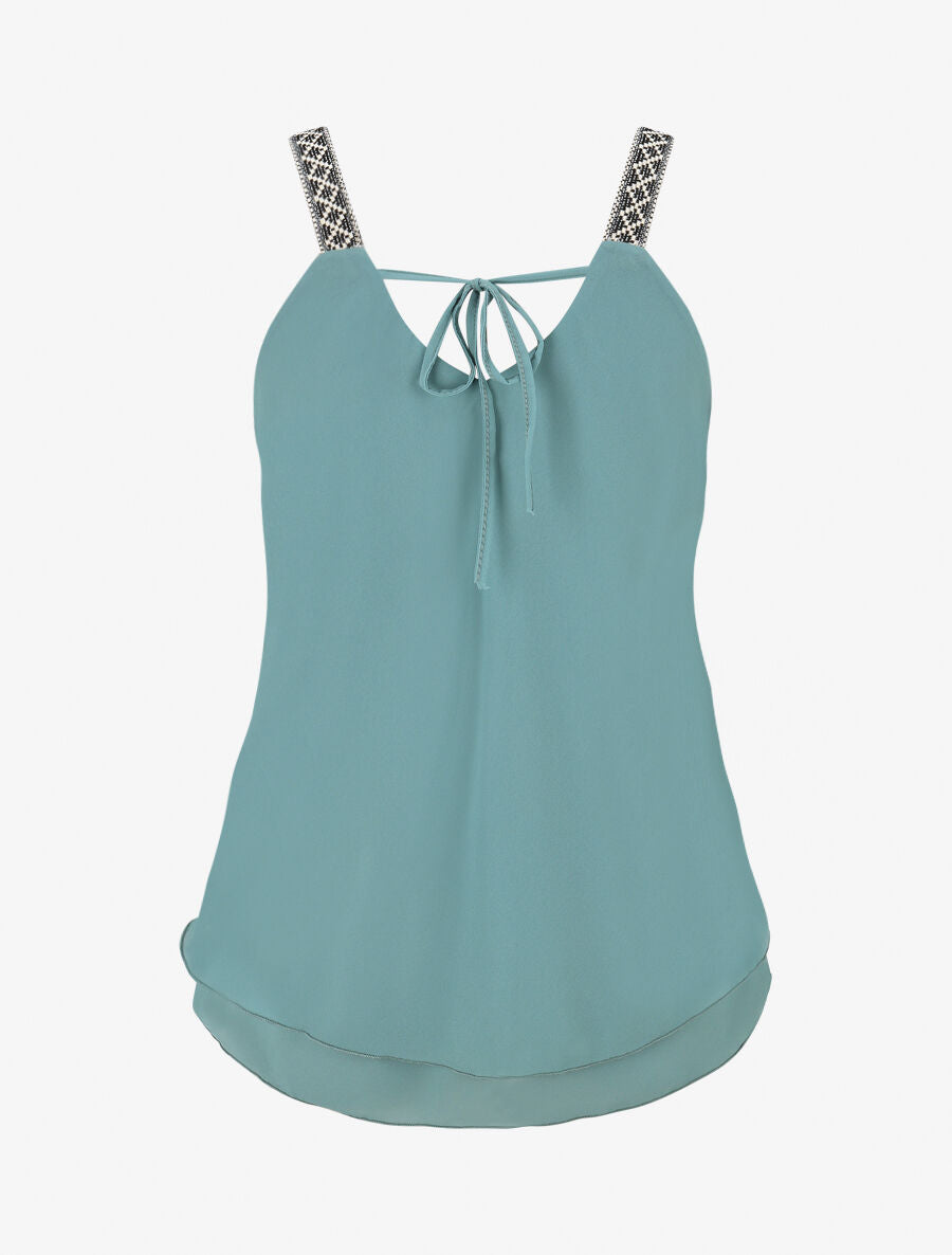 Top uni à bretelles imprimé aztèque - Turquoise - 2