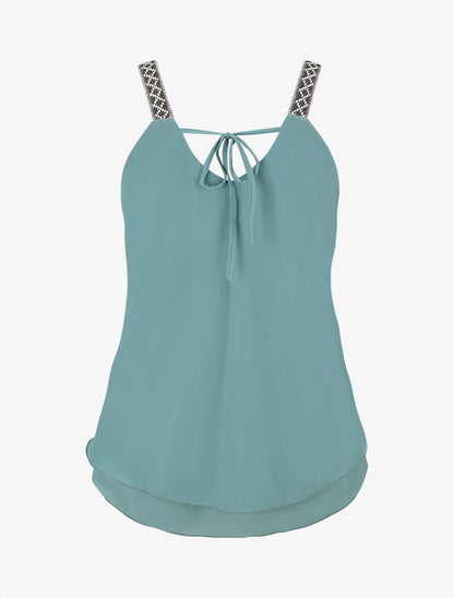 Top uni à bretelles imprimé aztèque - Turquoise - 2