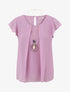 Blouse en voile transparente à manches volantées - Lilas - 1