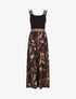 Robe longue à bretelles imprimé feuilles - Noir - 1