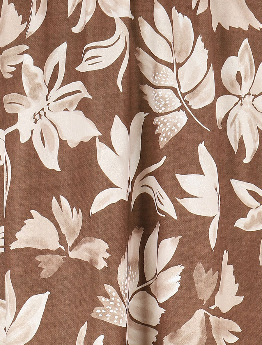 Jupe longue évasée imprimé floral - Marron - 3