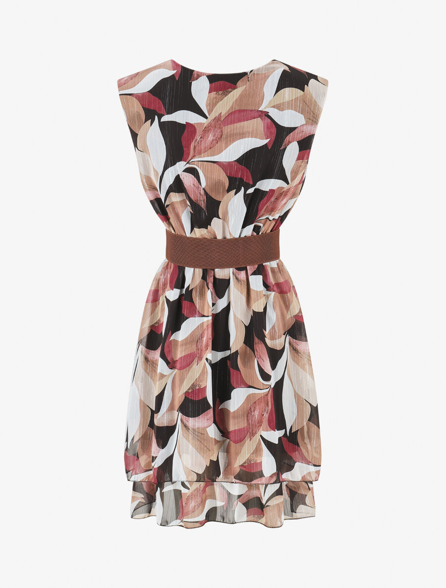 Robe irisée sans manches à imprimé floral - Noir - 2