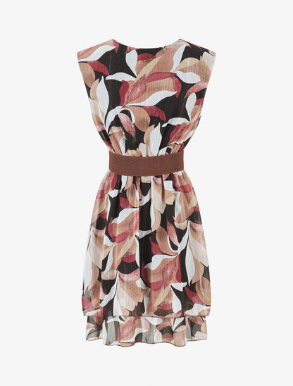 Robe irisée sans manches à imprimé floral - Noir - 2