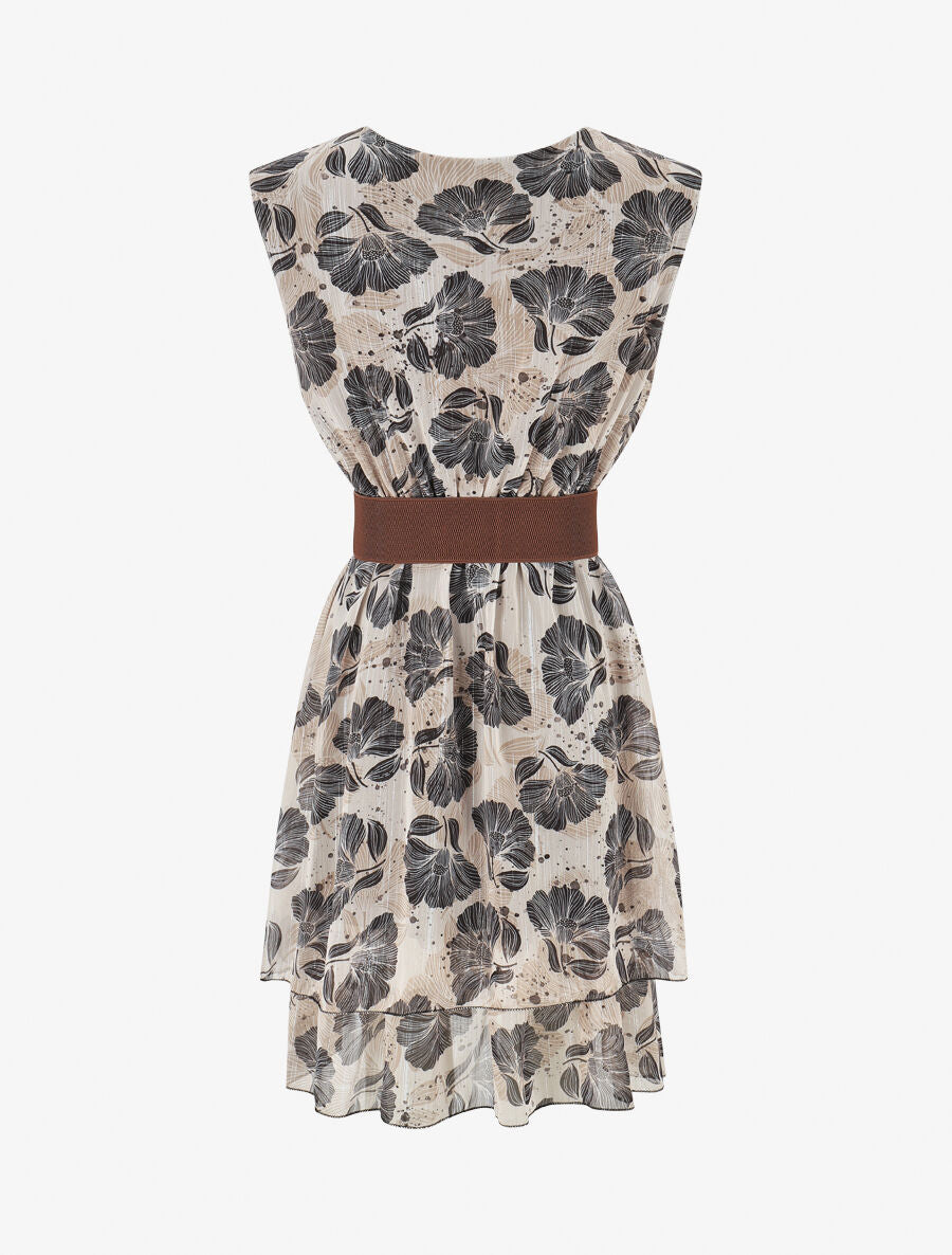 Robe irisée sans manches à imprimé fleurs - Noir - 2