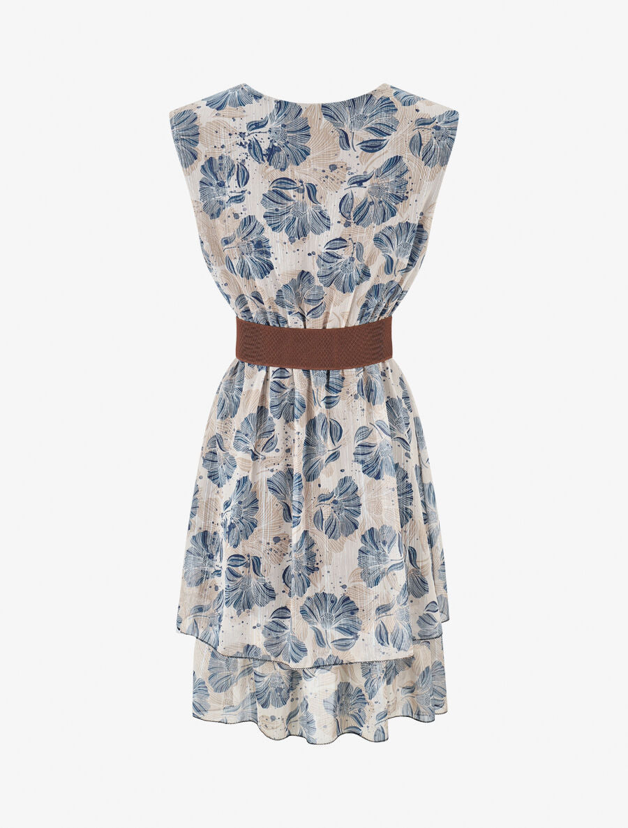 Robe irisée sans manches à imprimé fleurs - Marine - 2