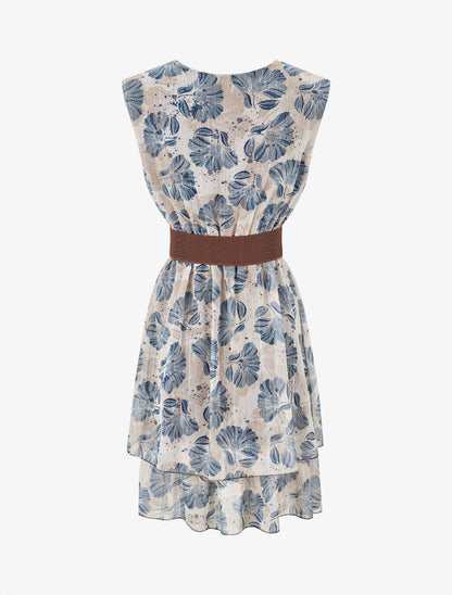 Robe irisée sans manches à imprimé fleurs - Marine - 2